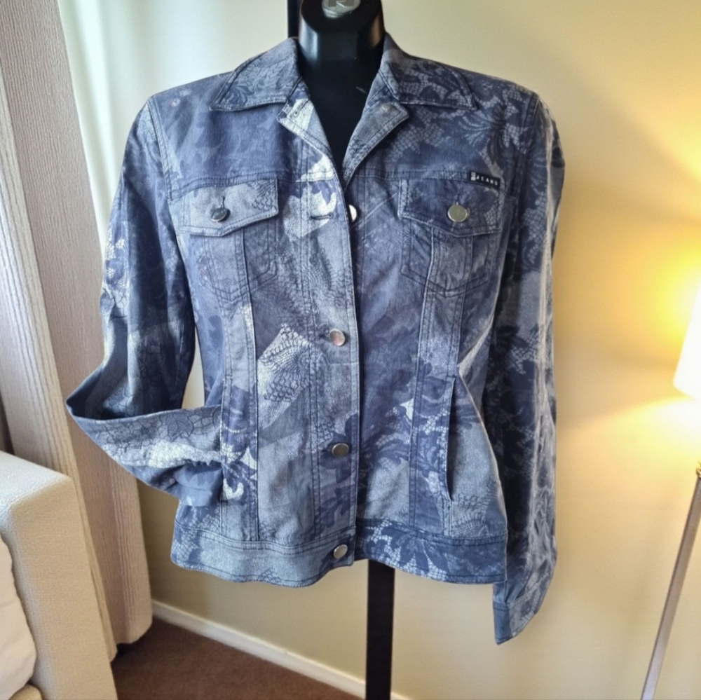 Bandolera Floral Denim Jean Jacket Size M